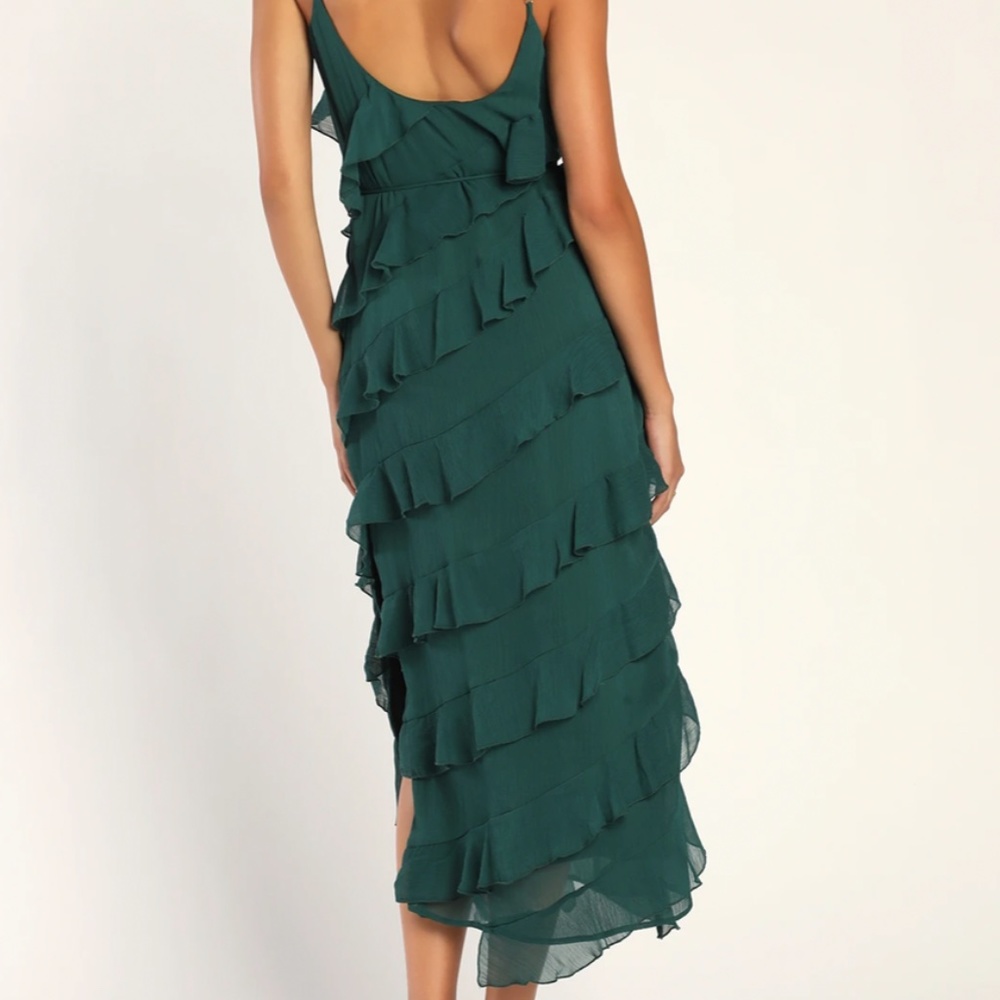Lulu's Green Ruffle Dress Size M - Picture 3 of 9